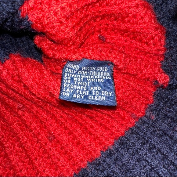 Polo Ralph Lauren Lambswool Ribbed Knit Crewneck Sweater Mens XL Red Navy Blue - Picture 8 of 10